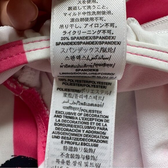 Guess | Pink and Cream Ruffle Striped Floral One piece Swim | Size 12 Months - Picture 7 of 8